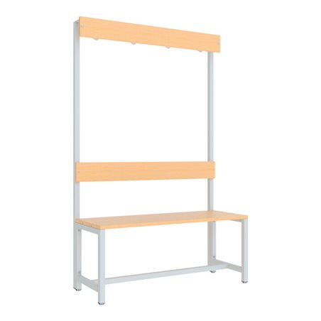 Pavoy Garderobensitzbank 1000 mm, einseitig, Buchenleisten, RAL 7035