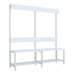 Pavoy Garderobensitzbank 1500 mm, einseitig, PVC-Leisten, RAL 7035