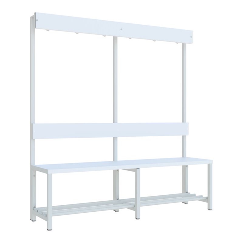 Pavoy Garderobensitzbank 1500 mm, einseitig, PVC-Leisten, RAL 7035