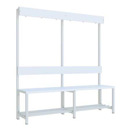 Pavoy Garderobensitzbank 1500 mm, einseitig, PVC-Leisten, RAL 7035