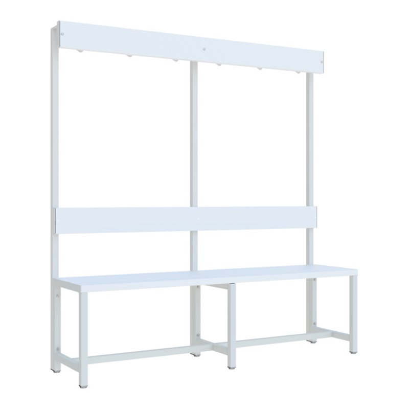 Pavoy Garderobensitzbank 1500 mm, einseitig, PVC-Leisten, RAL 7035