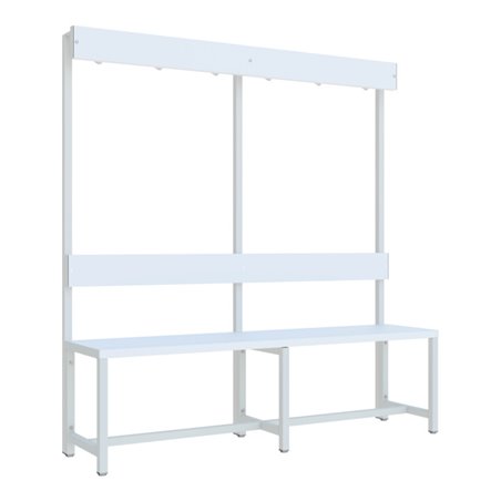 Pavoy Garderobensitzbank 1500 mm, einseitig, PVC-Leisten, RAL 7035