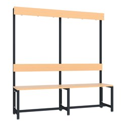 Pavoy Garderobensitzbank 1500 mm, einseitig, Buchenleisten, RAL 7016