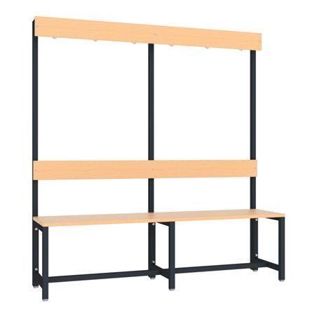 Pavoy Garderobensitzbank 1500 mm, einseitig, Buchenleisten, RAL 7016