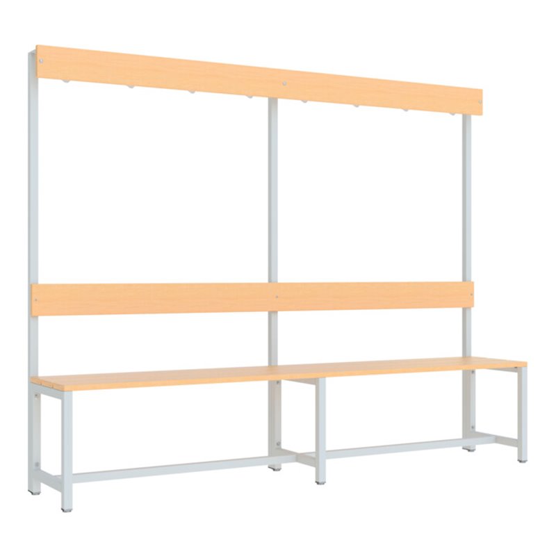 Pavoy Garderobensitzbank 2000 mm, einseitig, Buchenleisten, RAL 7035