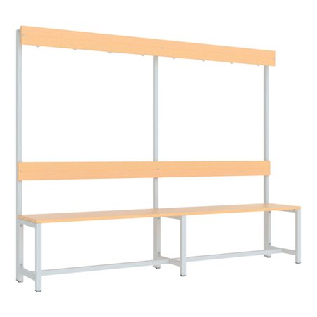 Pavoy Garderobensitzbank 2000 mm, einseitig, Buchenleisten, RAL 7035