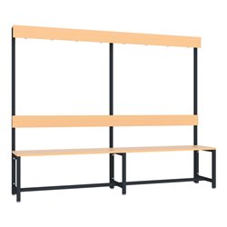 Pavoy Garderobensitzbank 2000 mm, einseitig, Buchenleisten, RAL 7016