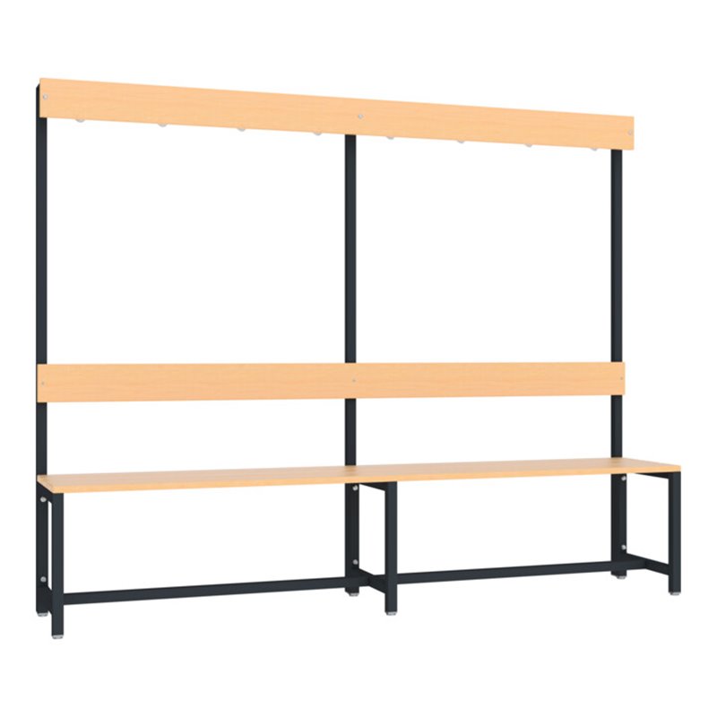 Pavoy Garderobensitzbank 2000 mm, einseitig, Buchenleisten, RAL 7016