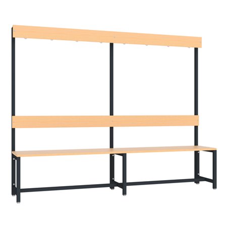 Pavoy Garderobensitzbank 2000 mm, einseitig, Buchenleisten, RAL 7016