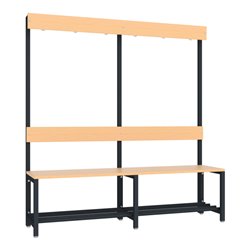Pavoy Garderobensitzbank 1500 mm mit Schuhrost, einseitig, Buchenleisten, RAL 7016