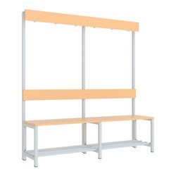 Pavoy Garderobensitzbank 1500 mm mit Schuhrost, einseitig, Buchenleisten, RAL 7035