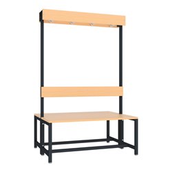 Pavoy Garderobensitzbank 1000 mm, doppelseitig, Buchenleisten, RAL 7016