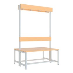 Pavoy Garderobensitzbank 1000 mm, doppelseitig, Buchenleisten, RAL 7035