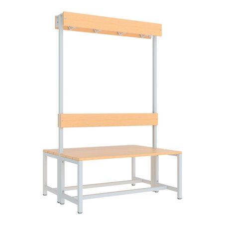 Pavoy Garderobensitzbank 1000 mm, doppelseitig, Buchenleisten, RAL 7035