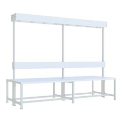 Pavoy Garderobensitzbank 2000 mm, doppelseitig, PVC-Leisten, RAL 7035