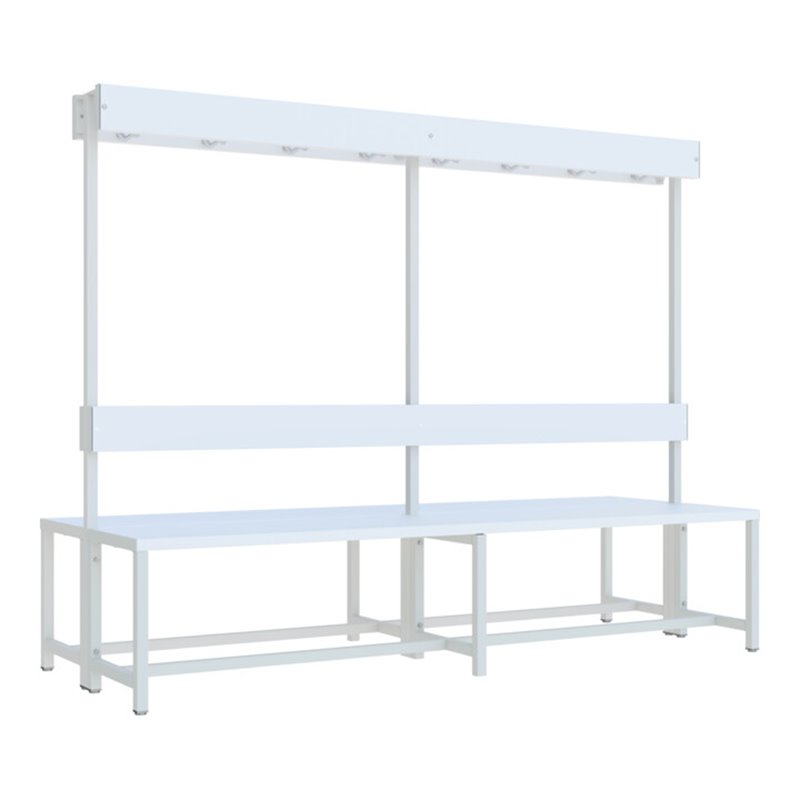 Pavoy Garderobensitzbank 2000 mm, doppelseitig, PVC-Leisten, RAL 7035