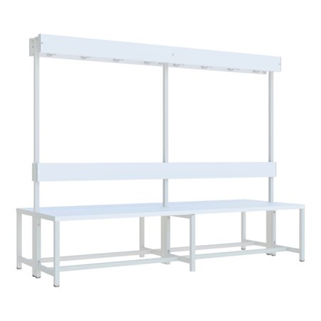 Pavoy Garderobensitzbank 2000 mm, doppelseitig, PVC-Leisten, RAL 7035