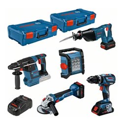 Bosch 5-tlg. Set 18V: GSB + GWS + GBH + GSA + GLI + 3x ProCORE18V + GAL