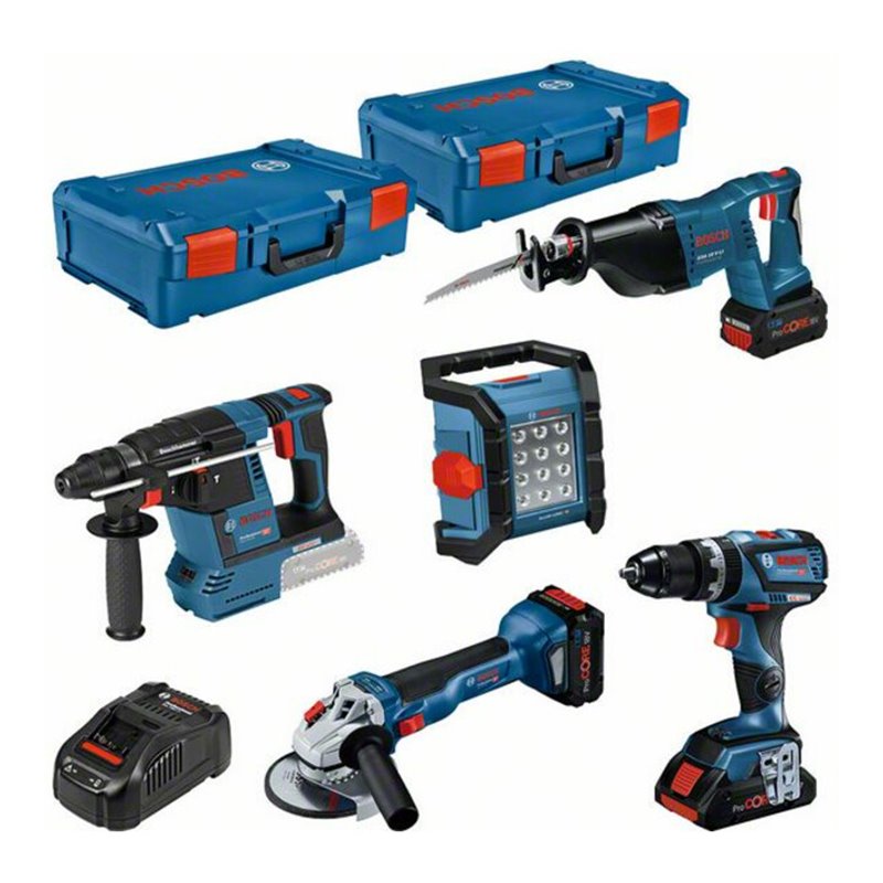 Bosch 5-tlg. Set 18V: GSB + GWS + GBH + GSA + GLI + 3x ProCORE18V + GAL