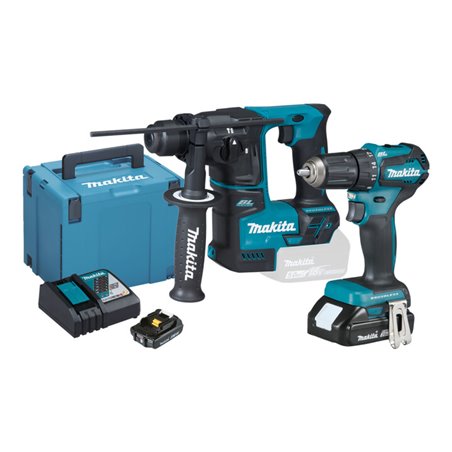 Makita Akku-Kombo-Kit 18V 'Schreiner-Set' (DDF483 + DHR171) / 2,0 Ah, 2 Akkus + Ladegerät im MAKPAC