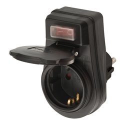 Steckdosenadapter EDS 10 IP44 mit Ein/Aus Schalter für den Außenbereich im Polybag