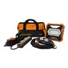 professionalLINE Industriemontage-Set, Tasche, Mobiler Akku LED Strahler X 4000 MA, Powerblock mit Verlängerungskabel, Steckdose