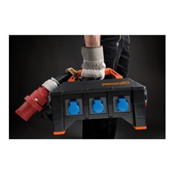 professionalLINE Gummi-Baustromverteiler BSV 5-63A FI Typ B  2m H07RN-F 5G6,0 CEE32A+2x16A,6x230V