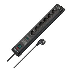 Premium-Line Überspannungsschutz-Steckdosenleiste 6-fach schwarz 1,8m H05VV-F3G1,5