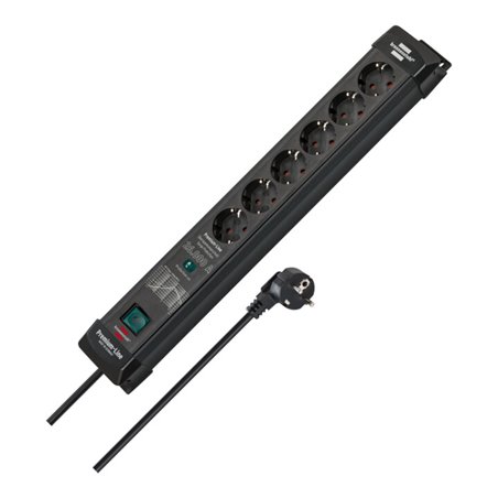Premium-Line Überspannungsschutz-Steckdosenleiste 6-fach schwarz 1,8m H05VV-F3G1,5