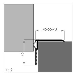 Renovierungsschiene ARP L.1800mm B.55mm Alu.elox.silber z.Schrauben ELLEN