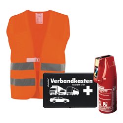 KFZ-Sicherheitspaket Set besthend aus Feuerlöscher, Warnweste, Verbandkasten