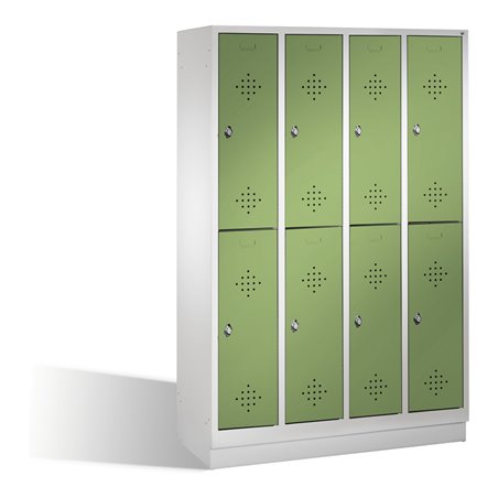 C+P Doppelstockspind Classic auf Sockel 8 Fächer Front Resedagrün Korpus Lichtgrau