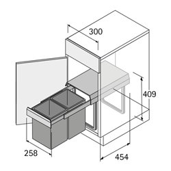 Abfallsammler Bin.it Duo II 300 B260xT450xH450mm grau Eimer Ku.HETTICH
