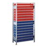 Steckregal H2000xB1000xT400mm Anbauregal 16 Böden 70xL 400mm rot/40xL 400mm blau