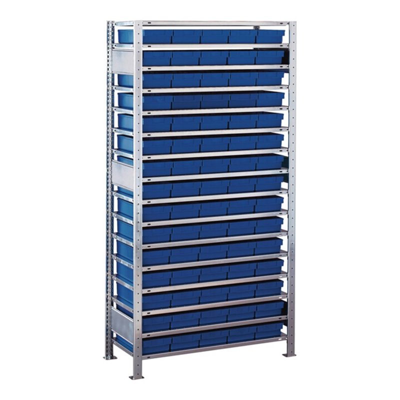 Steckregal H2000xB1000xT400mm Grundregal 16 Stahlböden 75xL 400mm blau