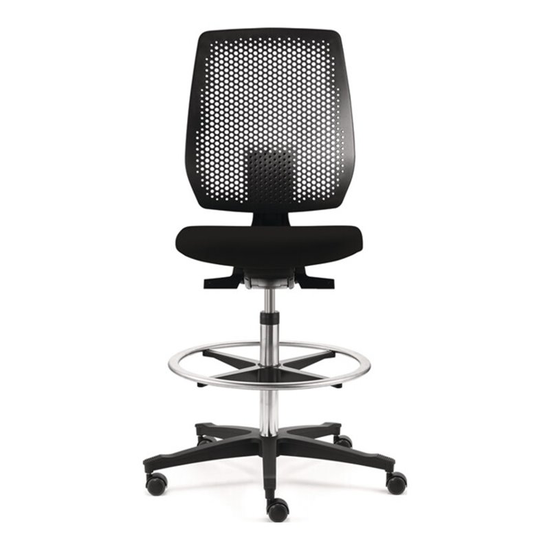 Arbeitsdrehstuhl Tec spot Rl./Fußring Stoff schwarz Sitz-Höhe 410-570mm DAUPHIN