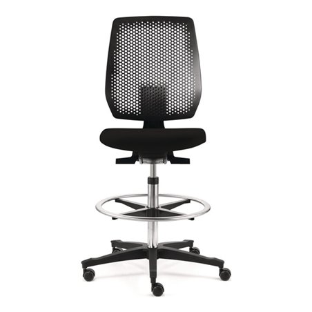 Arbeitsdrehstuhl Tec spot Rl./Fußring Stoff schwarz Sitz-Höhe 410-570mm DAUPHIN