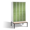 C+P Doppelstockspind Classic mit Sitzbank 8 Fächer Front Resedagrün Korpus Lichtgrau