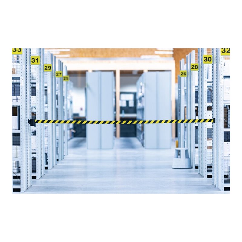 Gurtkassette D170xH215mm schwarz f.Gurt-L.12m schwarz/gelb z.Wm.VIA GUIDE