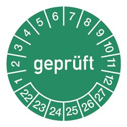 Mehrjahresprüfplakette D.15mm gepr.2022-2027 Folie selbstkl.10St.p.Bogen