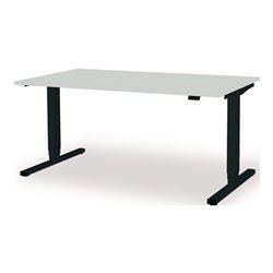 Schreibtisch levero H650-1250xB1600xT800mm anthrazitgrau/lichtgrau elektr.MAUSER