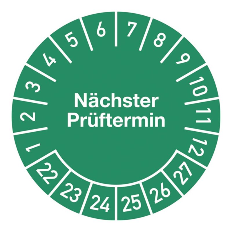 Mehrjahresprüfplakette D20mm Nächster Prüft. 2022-2027 Folie selbstkl.10St/Bogen