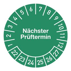 Mehrjahresprüfplakette D30mm Nächster Prüft. 2022-2027 Folie selbstkl.10St/Bogen