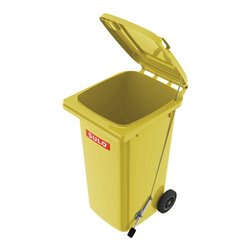 Müllgroßbehälter 240l HDPE gelb fahrbar,m.Fußpedal SULO