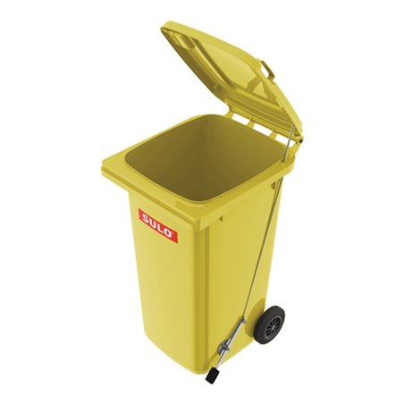 Müllgroßbehälter 240l HDPE gelb fahrbar,m.Fußpedal SULO