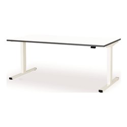 Schreibtisch levero H650-1250xB1800xT800mm signalweiß,RAL9003/weiß elektr.MAUSER