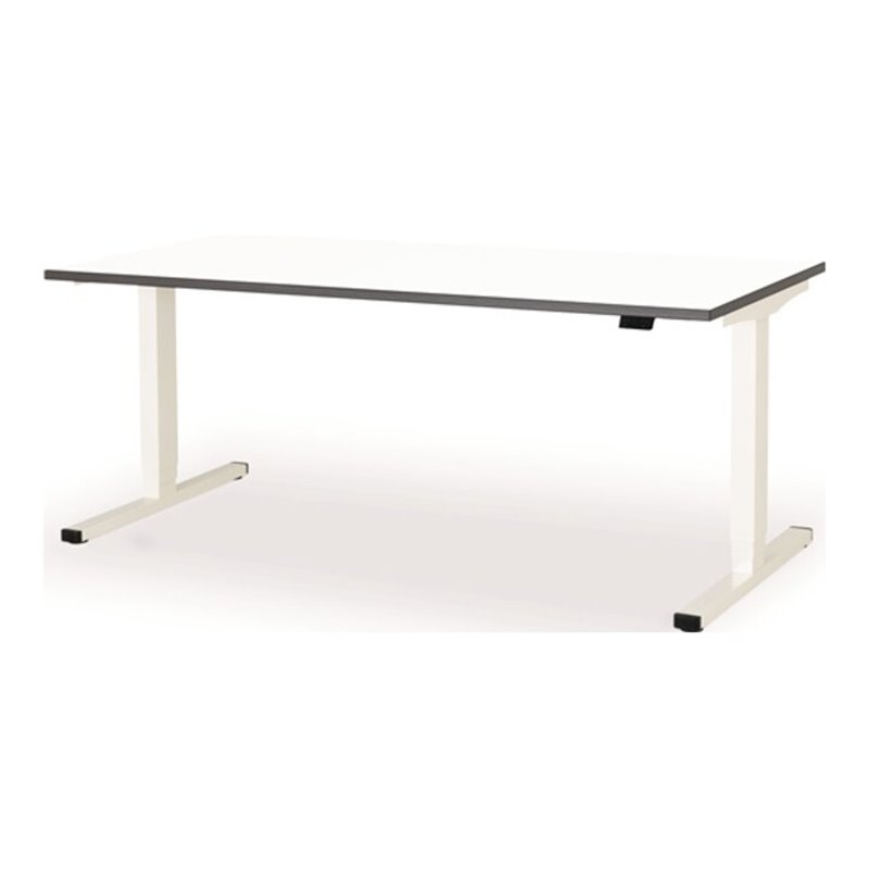 Schreibtisch levero H650-1250xB1800xT800mm signalweiß,RAL9003/weiß elektr.MAUSER