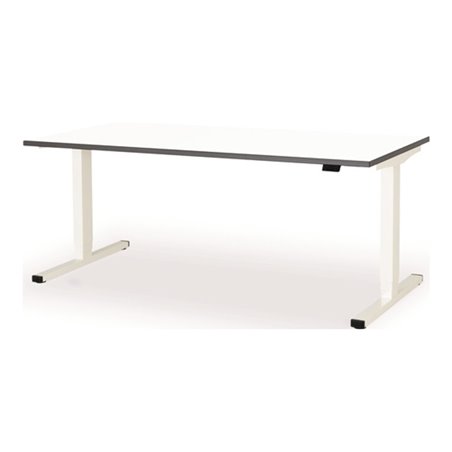Schreibtisch levero H650-1250xB1800xT800mm signalweiß,RAL9003/weiß elektr.MAUSER