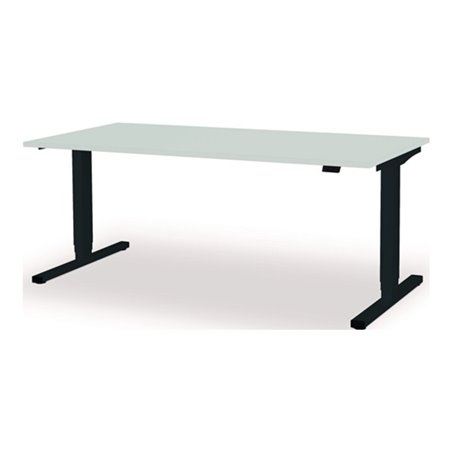 Schreibtisch levero H650-1250xB1800xT800mm anthrazitgrau/lichtgrau elektr.MAUSER