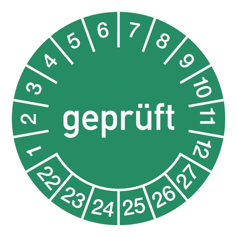 Mehrjahresprüfplakette D.30mm gepr.2022-2027 Folie selbstkl.10St.p.Bogen